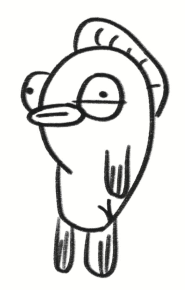 Funny spot illustration of a funky fish character