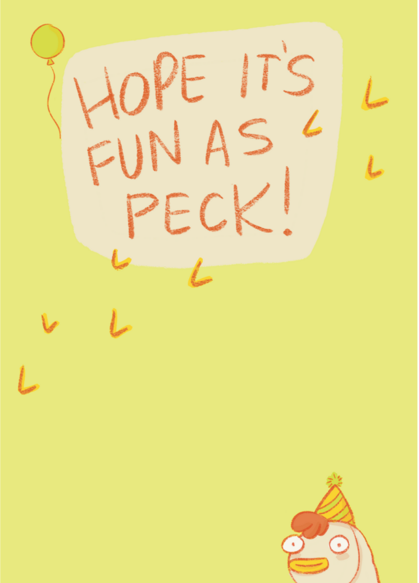 Greeting card inside design for licensing with chicken pun